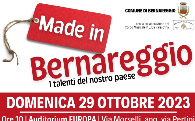COMUNITÀ | Made in Bernareggio - i talenti del nostro paese - 29 ottobre 2023