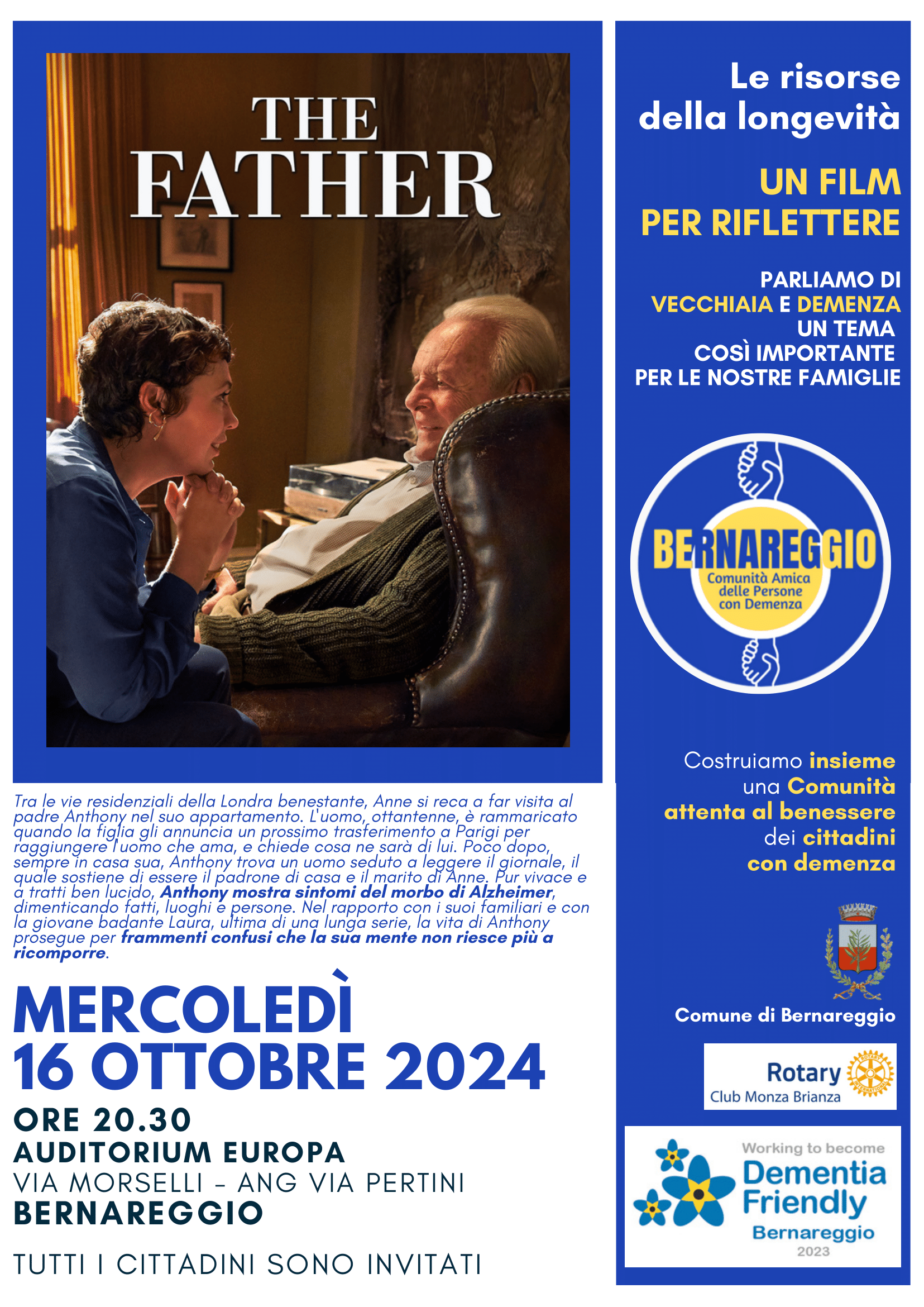 16 ottobre | Le risorse della longevità | Un film per riflettere: The Father