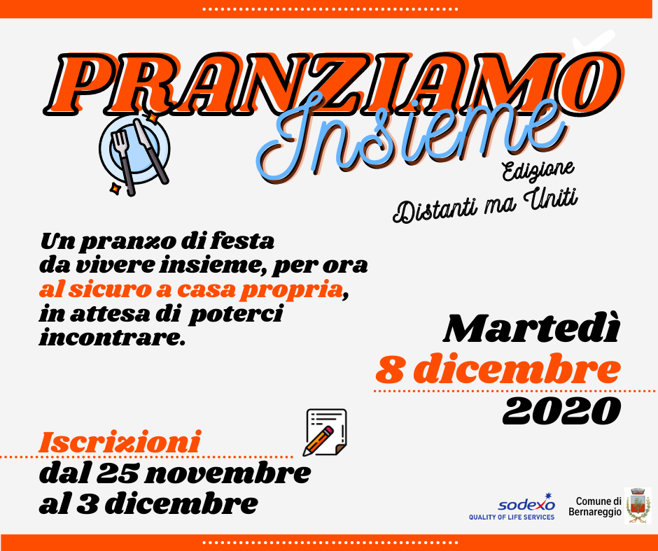 COMUNITÀ | Non rinunciamo al calore delle feste: Pranziamo Insieme - Edizione Distanti ma Uniti